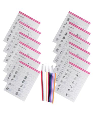 Mobestech 1 Set Manicure Exercise Book Manicure Kit Nail Kit Nail Supplies Kit Nail Art Pen Nail Art Practice Supplies Nail Detail Pen Nail Art Practice Liner Pen for Beginner Nail Liner Pen