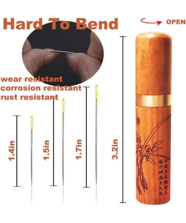 Self Threading Needles 12 Pack with Needle Threader and Carving Pattern - Golden Orchid Design, Side Thread Small Case - Buy Online on GoSupps.com