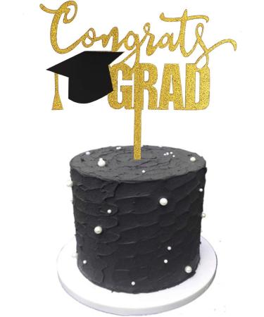 Gold Congrats Grad Cake Topper Acrylic Graduation Topper for Graduation/Grad Party Decorations - Buy Online on GoSupps.com