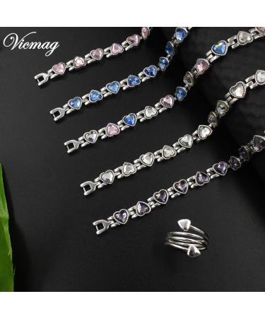 Vicmag Women's Titanium Steel Magnetic Bracelet - Ultra Strength with Purple Heart Crystal & Removal Tool | Perfect Gift - Buy Online on GoSupps.com