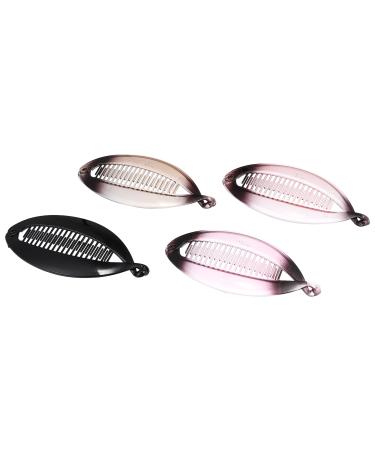 VOCOSTE 4 Pcs Interlocking Ponytail Banana Clip  Hair Accessories  Pink Black Brown