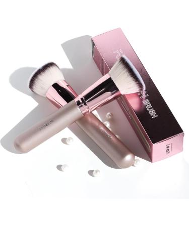 Flat Top Kabuki Foundation Brush for Liquid Makeup - Premium Big Brush with Fiber Bristles for Cream & Powder Makeup - Rose Gold - Buy Online on GoSupps.com