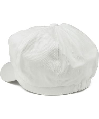 Women's Lightweight 100% Cotton Newsboy Cap - Soft Fit, Elastic Back, White - One Size-Large - Buy Online on GoSupps.com