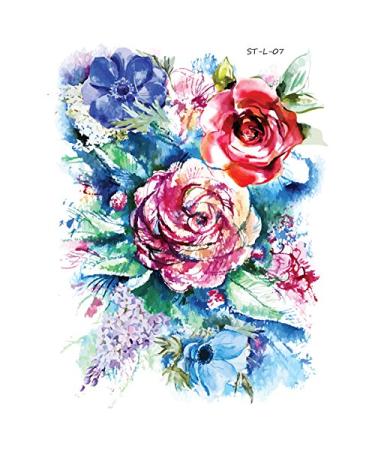 Watercolor Flower Temporary Tattoos - Vibrant Summer Bouquet Design - Buy Online on GoSupps.com