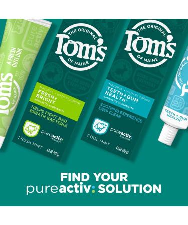 Tom's of Maine PureActiv Teeth + Gum Health Natural Anticavity Toothpaste Gel 4.0oz - 3-Pack - Buy Online on GoSupps.com