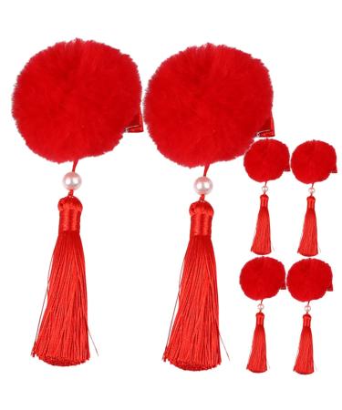 Ipetboom 3 Pairs Tassel Hair Ball Hair Clip Girls Barrettes Girls Hair Barrettes Pompom Hair Clips Tassel Hair Accessories Hair Pin Kids Hair Clips for Girls Kid Hair Accessories