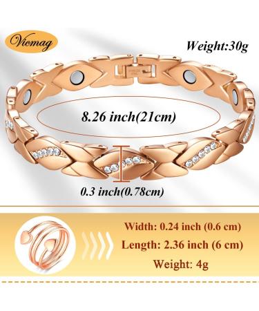 Vicmag Titanium Steel Magnetic Bracelet for Women - Crystal Design (Rose Gold) - Ultra Strength Magnetic Gift Box - Removal Tool Included - Buy Online on GoSupps.com