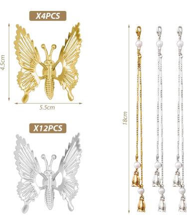 16 Pieces Of Butterfly Hairpins 3 Pieces Of Tassels Moving Butterfly Hairpins Golden Ladies Hair Accessories Butterfly Hair Accessories Silver Girl Accessories - Buy Online on GoSupps.com