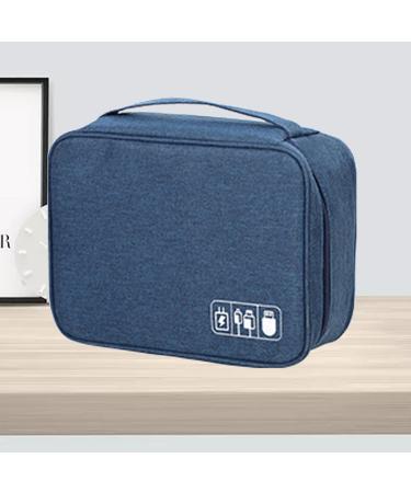 Digital Gadgets Storage Bag Separate Storage Adjustable Portable Data Cable Storage Bag for Home (Black) (Dark Blue) - Buy Online on GoSupps.com