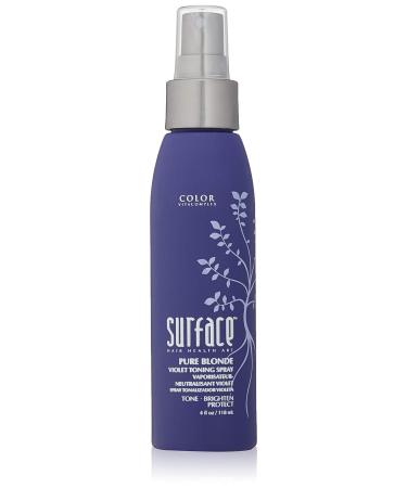 Surface Hair Pure Blonde Violet Leave-In Toning Spray, Tone Enhancer and Treatment, Eliminates Brassy Yellow Tones - Ligtens Blonde, Platinum, Ash, Silver, and Grays, 4 Fl Oz