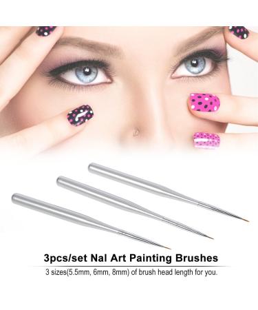 Professional Acrylic Nail Art Brush Set - 3/Pcs Nail Painting Brushes for UV Gel Builder & Nail Design - Buy Online on GoSupps.com
