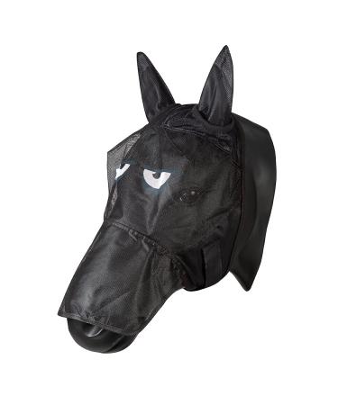 PFIFF 101013 Fly Mask Face Mask with Motif for Horses Fly Protection Black-Grey Cob/Thoroughbred/M