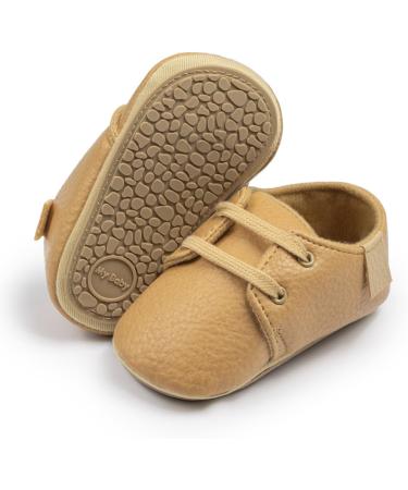 Baby First Walking Shoes Sneakers | Anti-Slip Oxford Loafer Flats | Toddler PU Leather Shoes (0-6 Months) - Brown - Buy Online on GoSupps.com