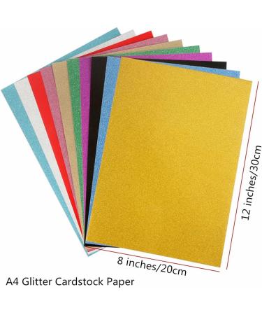 Baisunt 20 Sheets Gold Glitter Cardstock Paper - DIY Art & Scrapbook Supplies - Birthday Wedding Party Decor - 250GSM - 8x12 Inches - Buy Online on GoSupps.com