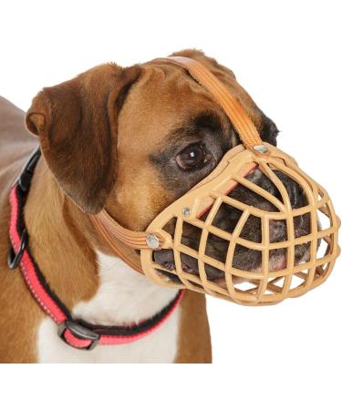 Baskerville Muzzle for Dogs with Wide Snout (Size 13) - Comfortable Panting & Drinking Biting Protection Padded Nose Strap Brown - Buy Online on GoSupps.com