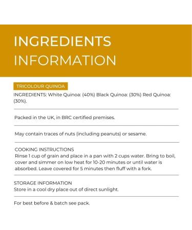 Hides Fine Foods - Tricolour Quinoa 1kg - GMO Free - Suitable for Vegetarians - Soups - Casseroles - Curries - Salads - High Fibre - Good Source of Antioxidants - Buy Online on GoSupps.com
