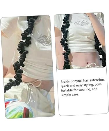 FOMIYES Wig Braid Ponytail Hair Extensions Ponytail Drawstring Braids Curly Hair Extensions Dreadlock Ponytail Braid Wigs Women Hair Extensions Miss To Weave Decorate High Temperature Wire 75X8CM Black - Buy Online on GoSupps.com