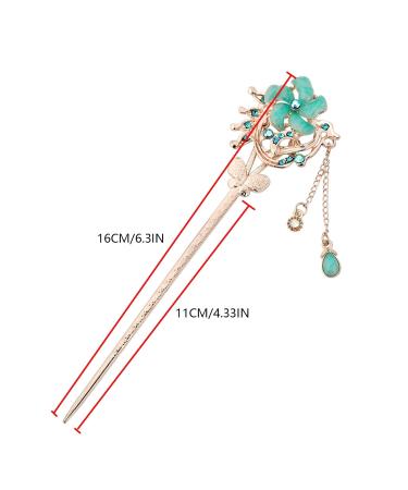 Shop Awocan Chinese Vintage Hair Sticks with Tassel - Retro Floral Hairpins for Elegant Hairstyles (Blue) - Buy Online on GoSupps.com