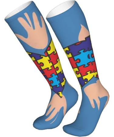 Autism Awareness Heart Compression Socks 15-20 mmHg for Men & Women - Supportive Athletic Running & Cycling - One Size (10463) - Buy Online on GoSupps.com