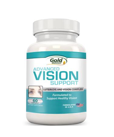 Advanced Vision Support - Lutein Eye & Vision Complex with Lutein Bilberry Zinc Grapeseed & Essential Vitamins - All Natural Retina Capsules for Eye Health - Made in USA