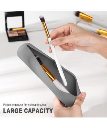 Fvion Travel Make-Up Brush Holder | Silicone Cosmetics Organizer | Portable Makeup Brush Pocket (Brown/Gray) | Ideal for Travel - Buy Online on GoSupps.com