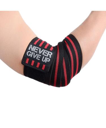 HYFAN Professional Wrist Elbow Knee Wraps Elastic Straps Brace Support Protector for Weightlifting Workout Bodybuilding Gym Fitness Elbow / Red
