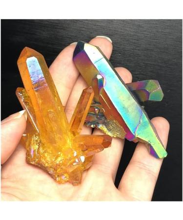 2pcs Beautiful Aura Crystal Cluster Angel Aura Titanium Quartz Crystal Stunning Rainbow Specimen Minerals s ERBDRGAZ - Buy Online on GoSupps.com
