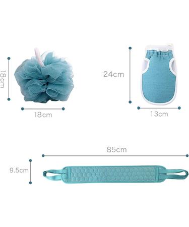 Wangcl 2 Set Body Brush Back Scrubber & Peeling Shower Set - 3 Piece Exfoliating Spa Kit for Women & Men - Shower Sponge & Peeling Glove - Buy Online on GoSupps.com