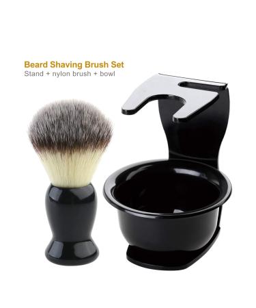Beard Brush Holder Set - Manual Stand for Shaving Brush & Bowl - Black Shaving Razor Accessories for Men - Buy Online on GoSupps.com