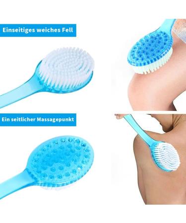 Mumeng Soft Fur Back Brush - Long Stem Shower Brush for Cellulite Dead Skin Removal & Lymphatic Health (Blue) - Buy Online on GoSupps.com