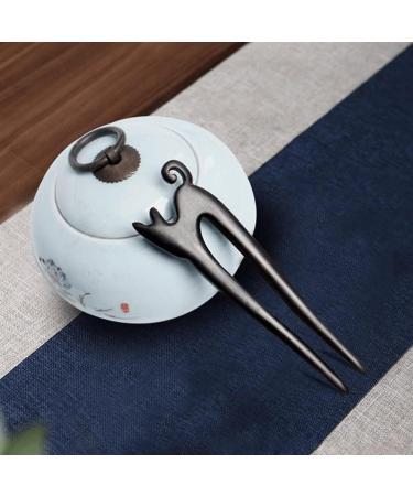 Wooden Hair Stick Cat Shape Hair Fork U Shaped Chignon Vintage Hair Holder Chinese Style Hair Stick for Girls Women style3 - Buy Online on GoSupps.com