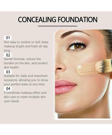 Fluid Foundation Liquid Concealer Waterproof Concealer Makeup For Face Long Lasting Lightweight Transfer-Free High Coverage All Skin Types - 1 fl oz (Ivory White 1) - Buy Online on GoSupps.com