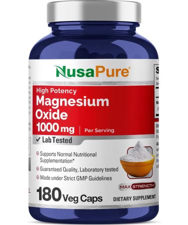 Magnesium Oxide 1 000mg Per Serving 180 Veggie Caps (Non-GMO & Gluten Free) - Buy Online on GoSupps.com