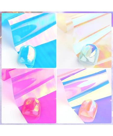 8 Colors Hot Summer Wraps Design Aurora Film Holographic Nail Stickers Ice Cube Glass Paper Nail Foil Sparkly(K02) - Buy Online on GoSupps.com