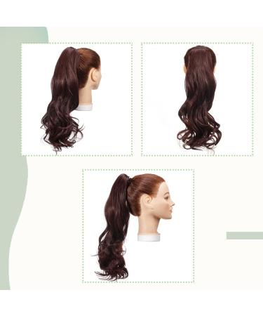 18 Curly Wavy Wine Red Claw On Ponytail Extension | Synthetic Hairpiece - Buy Online on GoSupps.com