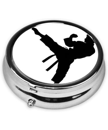 Taekwondo Mini Round Pill Box - 3 Compartment Medicine Organizer for Travel & Home Use - Buy Online on GoSupps.com