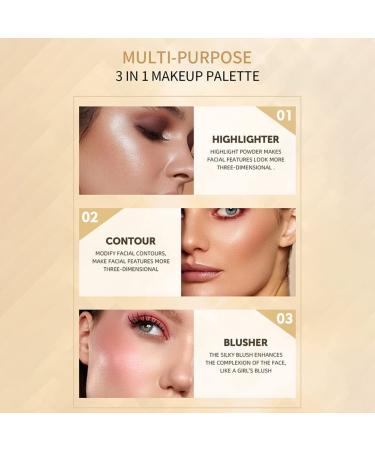 Allbesta 3 Colors Highlighter Palette - Professional Make-Up with Contour Powder Rouge & Bronzer | International Shipping Available - Buy Online on GoSupps.com