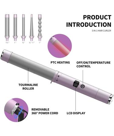 5 in 1 Hair Curler Set - Ceramic Curling Iron Wand with Instant Heat & LCD Temperature Control - Nourish Your Hair for Perfect Curls - Buy Online on GoSupps.com