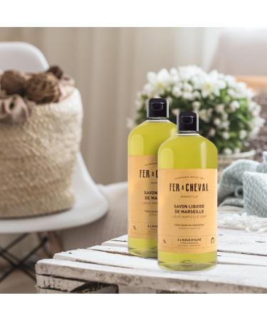Fer Cheval Olive Oil Marseille Liquid Soap 1 L/33.81 fl oz - Hypoallergenic Natural Ingredients Eco-Friendly Body & Hand Wash 2 Pack - Buy Online on GoSupps.com