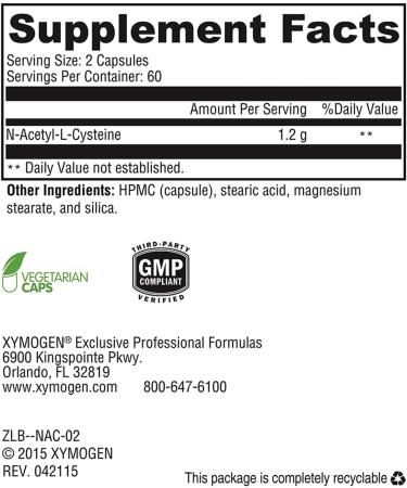 XYMOGEN NAC 600mg - Cardiovascular Antioxidant & Liver Detox - Immune Support & Glutathione Synthesis - Non-GMO (120 Capsules) - Buy Online on GoSupps.com