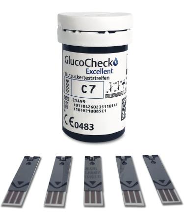 Glucocheck Excellent - 100 Blood Sugar Test Strips for Accurate Glucose Monitoring with Glucocol Device | International Shipping Available - Buy Online on GoSupps.com