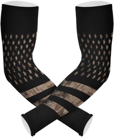 Dussdil American Flag Camou Gardening Arm Sleeves - Desert Camouflage UV Sun Protection Cooling Sleeves for Men and Women - Buy Online on GoSupps.com