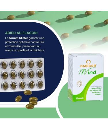 OMEGOR Mind | Supplement for memory and cognitive functions | With Omega 3 DHA and Bacopa Monnieri extract borage oil zinc and B vitamins | Molecular distillation TG form | - Buy Online on GoSupps.com