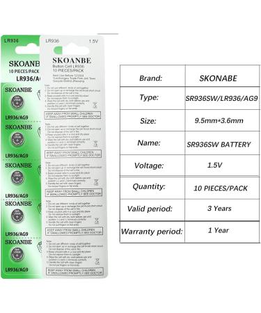 SKOANBE SR936SW 394 AG9 1.5V Button Coin Cell Watch Battery (10-Pack) - Premium Quality Long-Lasting Power International Shipping Available - Buy Online on GoSupps.com