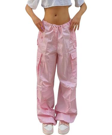 Parachute Pants Y2K Women Cargo Pants - Vintage Baggy Track Pants & 90s E-Girl Streetwear - XL Rosa - Buy Online on GoSupps.com