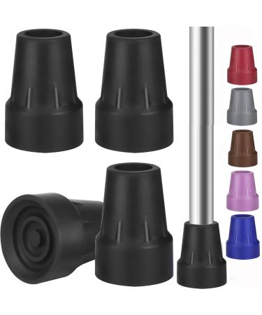 Crutch Tips Heavy Duty Replacement Rubber Cane Hiking Walker Tips 3/4 Non-Slip All Terrain Caps Accessories for Canes Rollator Walkers Universal Fit 4 PCS (Black)