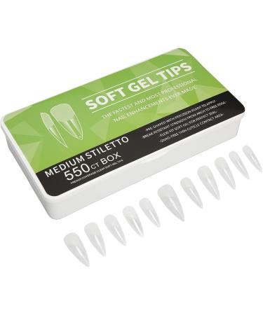 550 Tablets Long Clear Nails Ultra Thin Clear Stiletto Fake Nails Set Long Full Cover Almond Shaped with Rhinestones Designs for Wedding Dating Party Acrylic Nail Tips Kit - Buy Online on GoSupps.com