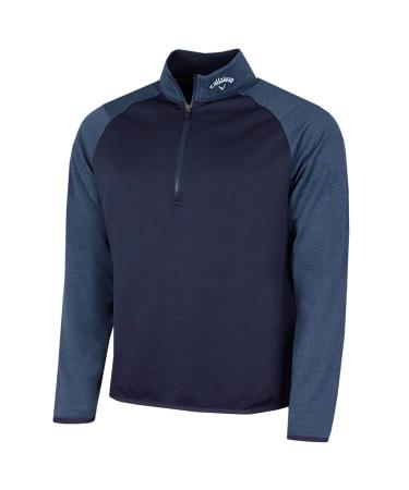 Callaway Golf Men's 1/4 Zip Waffle Two-Tone Sport Midlayer Sweater S Peacoat