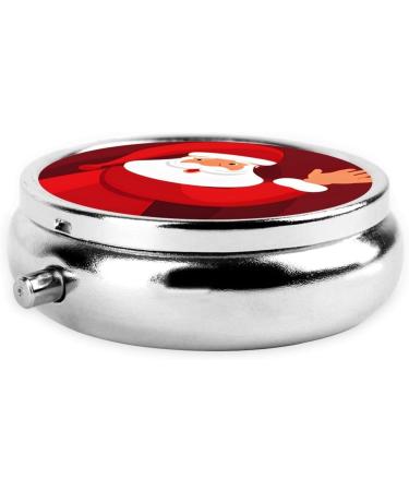 Buy Cute Santa Claus Print Mini Round Pill Box | 3 Compartment Travel Pill Organizer for Home & Office - Buy Online on GoSupps.com