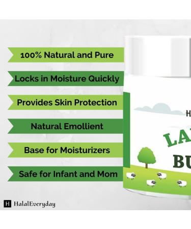 HalalEveryDay Lanolin Anhydrous 8 oz Jar Ultra Refined Wax/Butter Moisturizing Balm Haircare Skincare Massaging From New Zealand Marino Sheep Wool - Buy Online on GoSupps.com